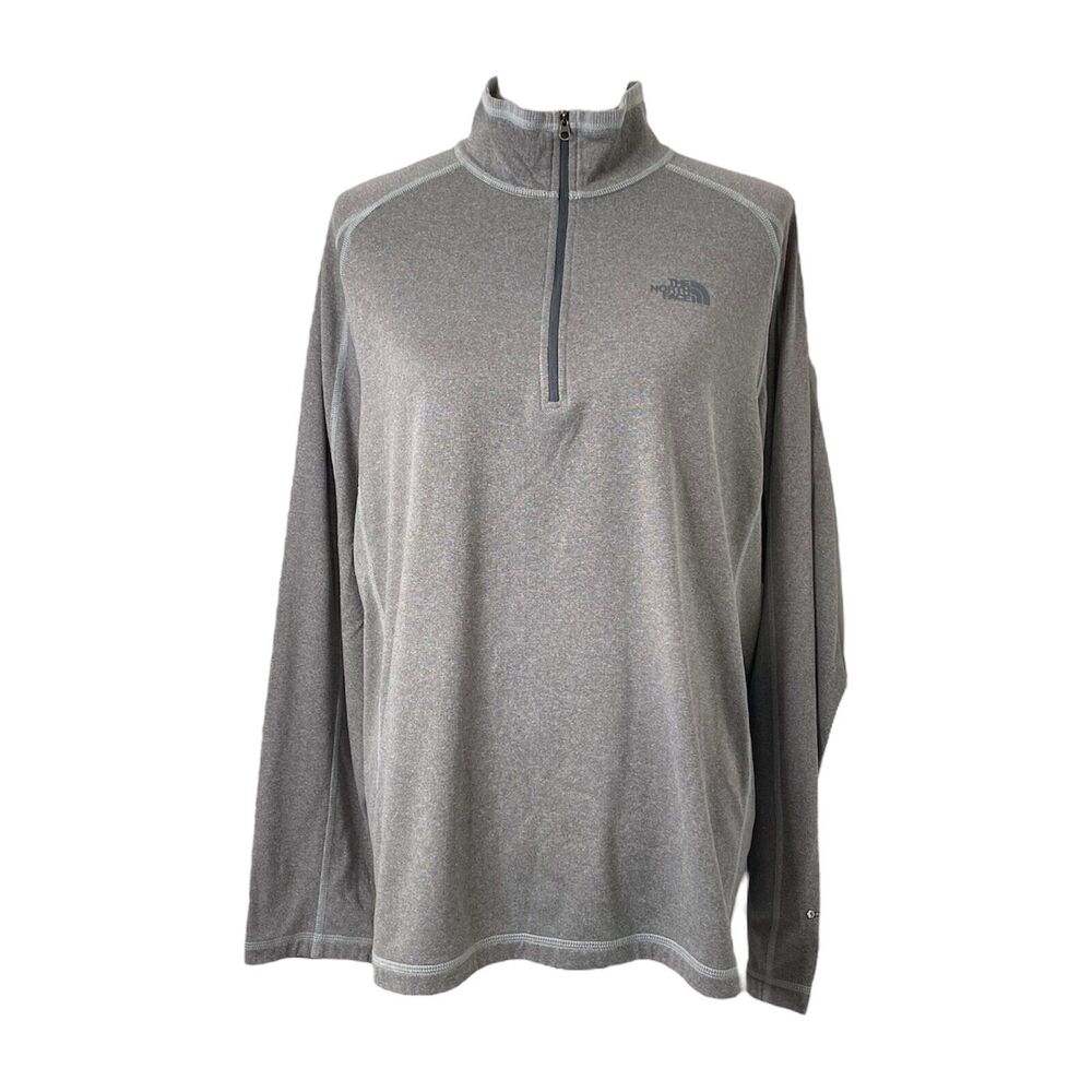 Men's Large Outerwear Shirt The North Face Grey Flashdry Long Sleeve Quarter Zip